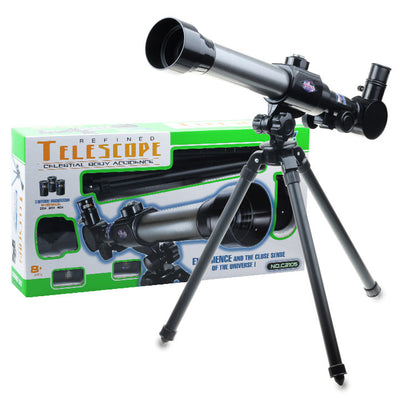 Telescope with a stand and packaging on a white background