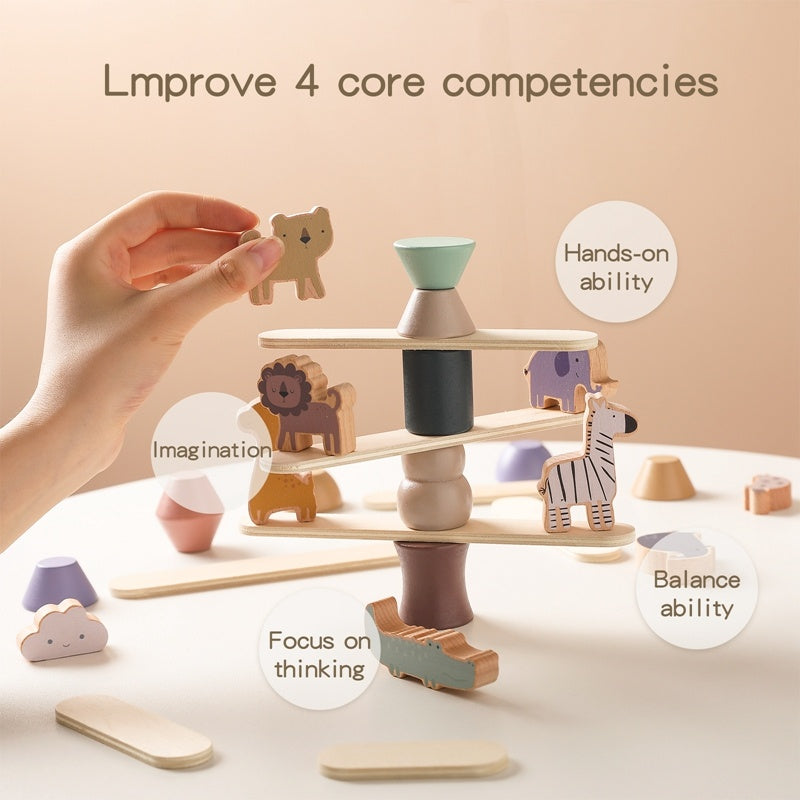 Wood Animal Stacking Balance Game